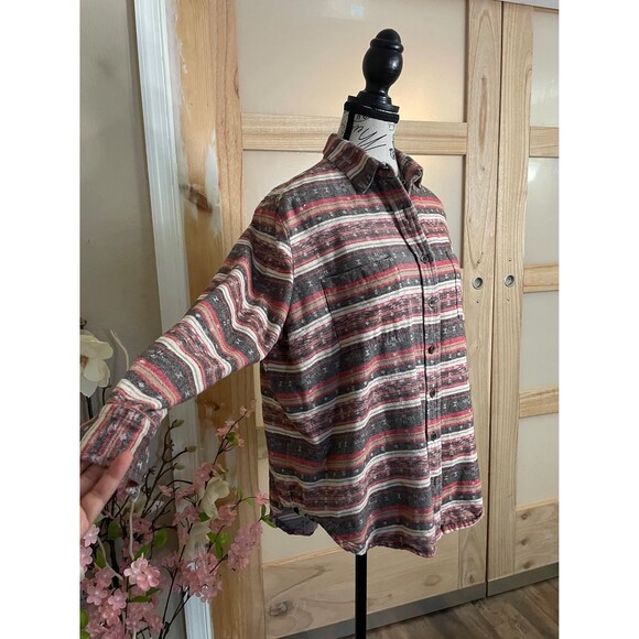 Angie Fall Autumn Colors Button Up Women Shirt Heavy Fabric sz Small Collared - Picture 5 of 6